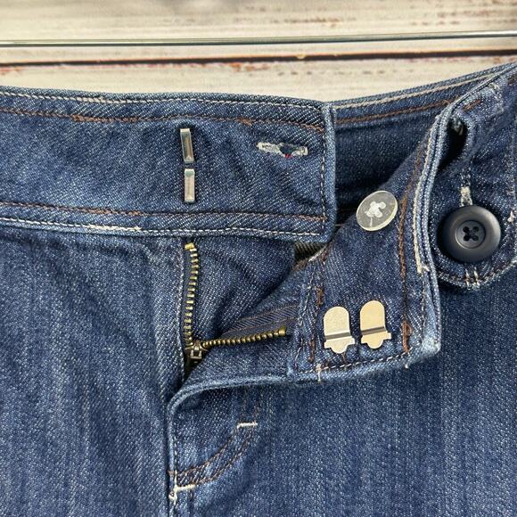 Women's Y2K Elle Denim Mini Jean Skirt Dark Wash Low Rise Cotton Stretch Size 6 - Picture 4 of 7